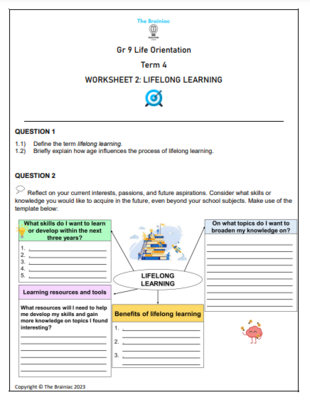 Gr 9 LO Worksheets - Term 4