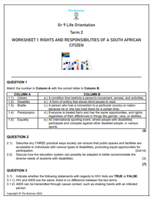 Gr 9 LO Worksheets - Term 2