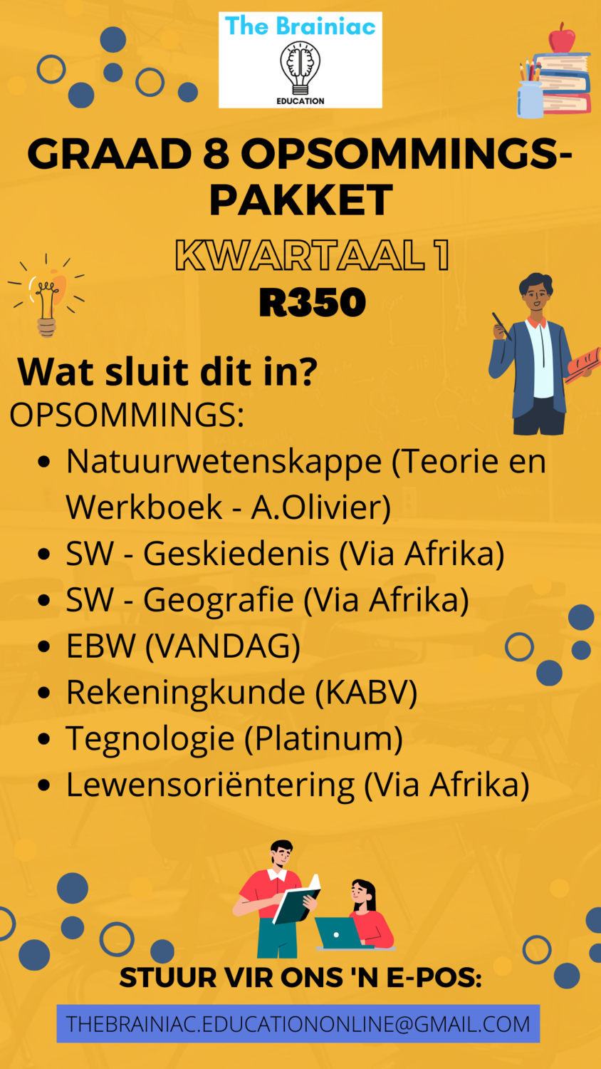 Gr 8 Opsommings Pakket - Kwartaal 1