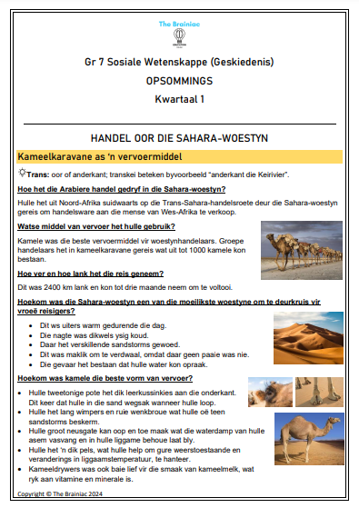 Gr 7 SW (Geskiedenis) Opsommings - Kwartaal 1