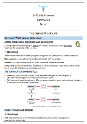 Gr 10 Life Sciences Summaries - Term 1