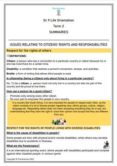 Gr 9 LO Summaries - Term 2