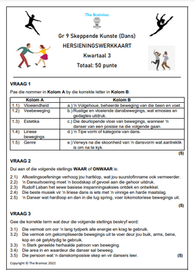 Gr 9 Dans Hersieningswerkkaart - Kwartaal 3