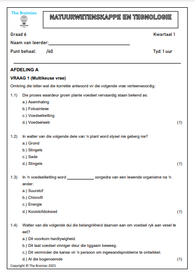 Gr 6 NWT Kwartaaltoets - Kwartaal 1