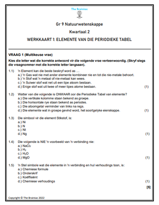 Gr 9 NW Werkkaarte - Kwartaal 2