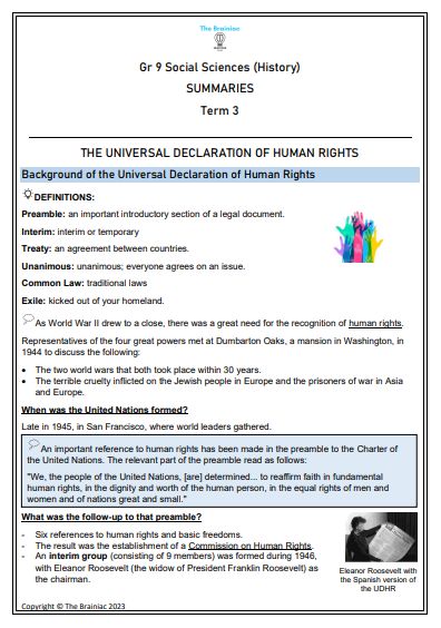 Gr 9 SS (History) Summaries - Term 3