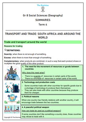Gr 8 SS (Geography) Summaries - Term 4
