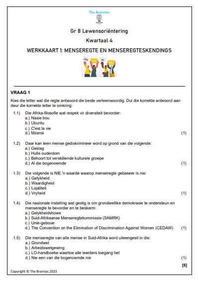 Gr 8 LO Werkkaarte - Kwartaal 4