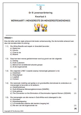 Gr 8 LO Werkkaarte - Kwartaal 4