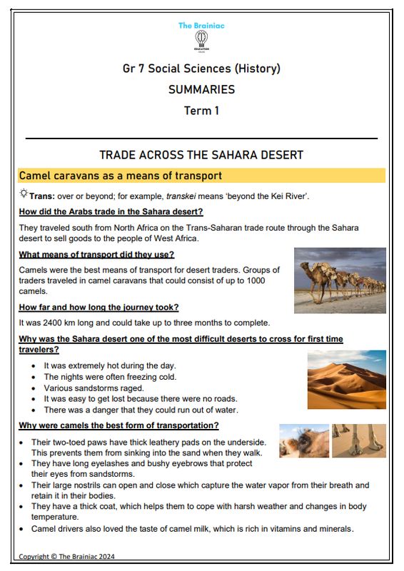 Gr 7 SS (History) Summaries - Term 1
