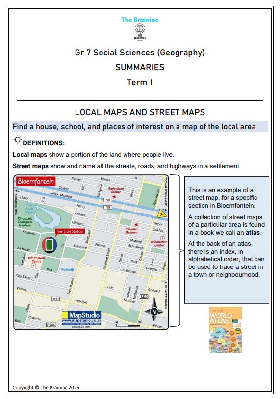 Gr 7 SS (Geography) Summaries - Term 1
