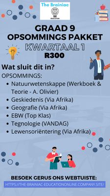 Gr 9 Opsommings Pakket - Kwartaal 1