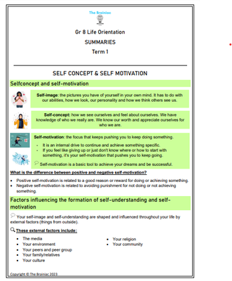 Gr 8 LO Summaries - Term 1