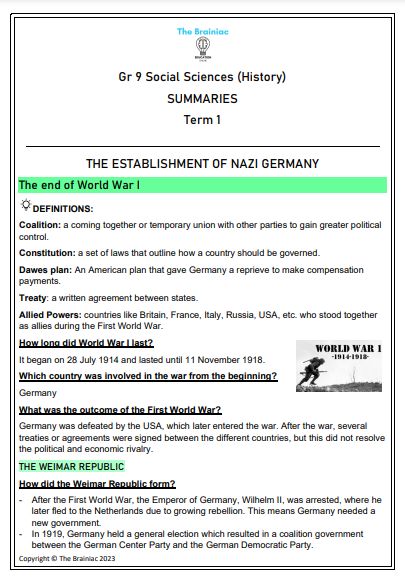 Gr 9 SS (History) Summaries - Term 1