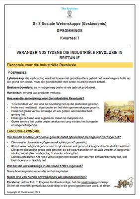 Gr 8 SW (Geskiedenis) Opsommings - Kwartaal 1