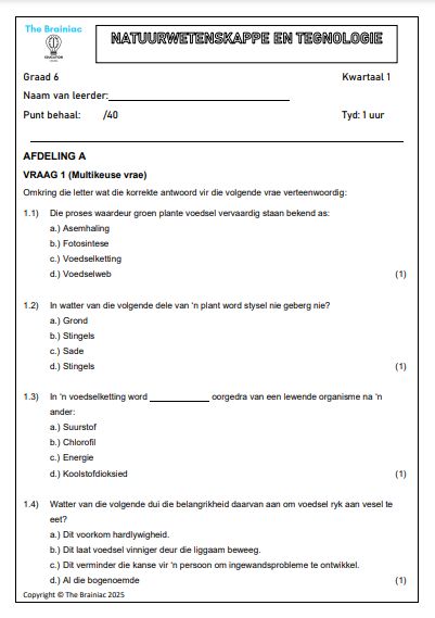 Gr 6 NWT Kwartaaltoets - Kwartaal 1