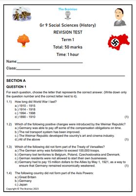 Gr 9 History Revision Test - Term 1