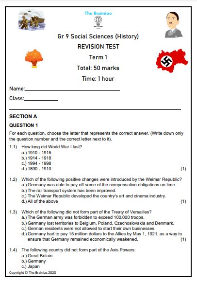 Gr 9 History Revision Test - Term 1