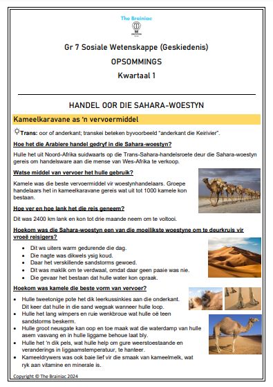 Gr 7 SW (Geskiedenis) Opsommings - Kwartaal 1