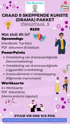Gr 9 Skeppende Kunste (Drama) Pakket - Kwartaal 3