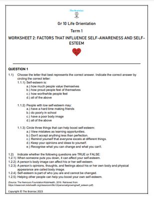 Gr 10 LO Worksheets - Term 1