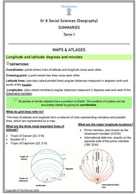 Gr 8 SS (Geography) Summaries - Term 1