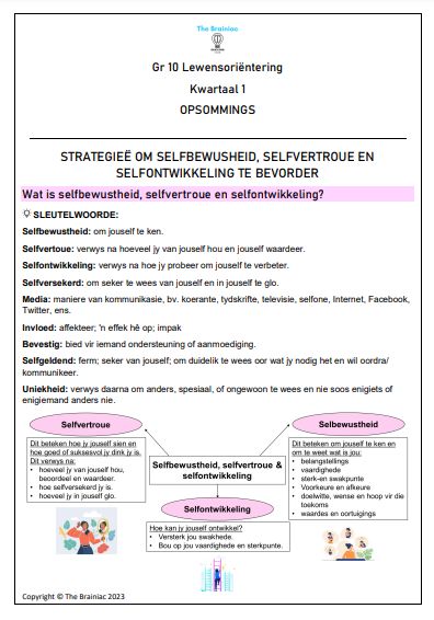 Gr 10 LO Opsommings - Kwartaal 1