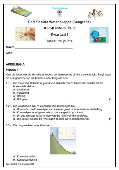 Gr 9 Geografie Hersieningstoets - Kwartaal 1