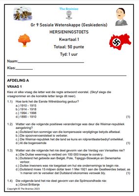 Gr 9 Geskiedenis Hersieningstoets - Kwartaal 1