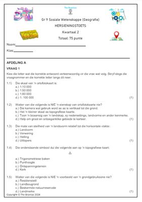 Gr 9 SW (Geografie) Hersieningstoets - Kwartaal 2
