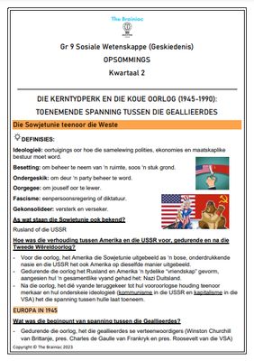 Gr 9 SW (Geskiedenis) Opsommings - Kwartaal 2