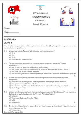 Gr 9 SW (Geskiedenis) Hersieningstoets - Kwartaal 2