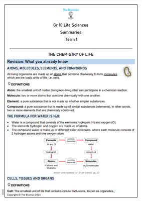 Gr 10 Life Sciences Summaries - Term 1
