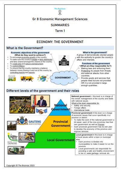 Gr 8 EMS Summaries - Term 1