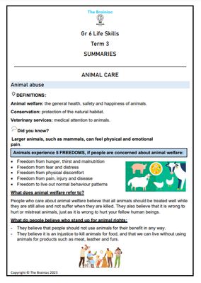 Gr 6 Life Skills Summaries - Term 3
