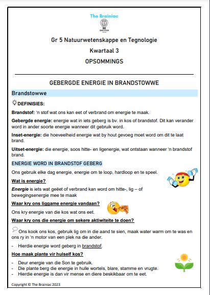 Gr 5 NWT Opsommings - Kwartaal 3