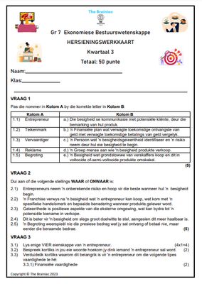 Gr 7 EBW Hersieningswerkkaart - Kwartaal 3