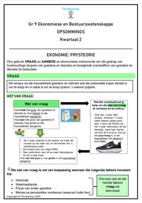 Gr 9 EBW Opsommings - Kwartaal 2