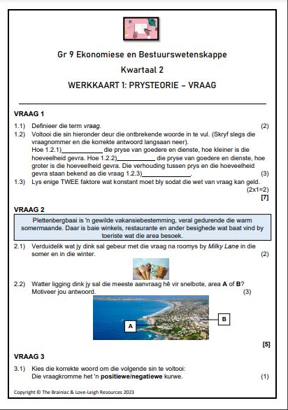 Gr 9 EBW Werkkaarte - Kwartaal 2