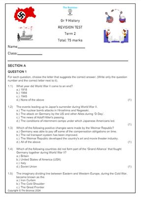 Gr 9 SS (History) Revision Test - Term 2