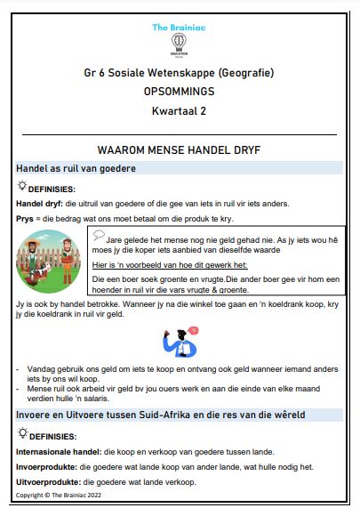 Gr 6 SW (Geografie) Opsommings - Kwartaal 2
