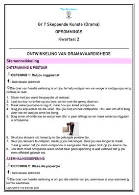 Gr 7 Drama Opsommings - Kwartaal 2