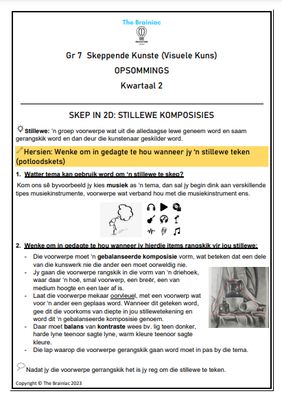Gr 7 Visuele Kuns Opsommings - Kwartaal 2