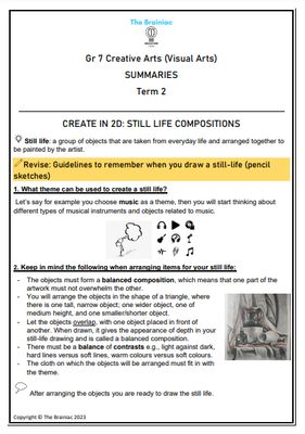 Gr 7 Visual Arts Summaries - Term 2