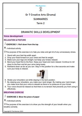 Gr 7 Drama Summaries - Term 2