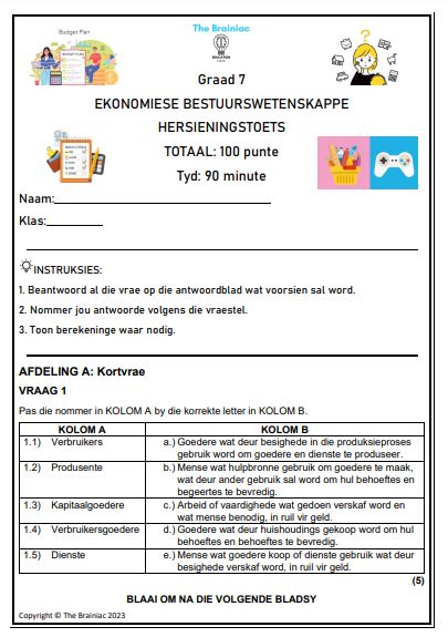 Gr 7 EBW Hersieningstoets - Kwartaal 2