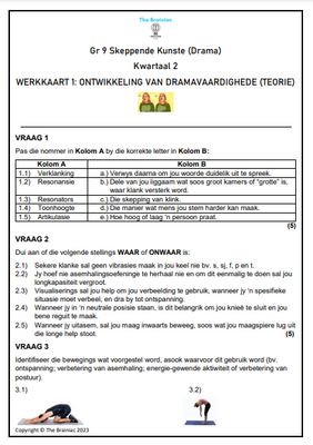 Gr 9 Drama Werkkaarte - Kwartaal 2