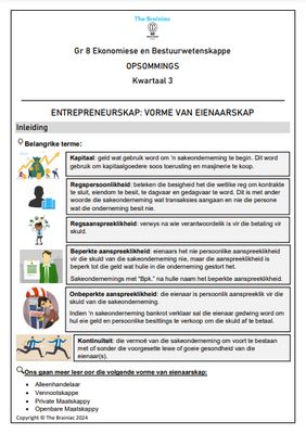 Gr 8 EBW Opsommings - Kwartaal 3
