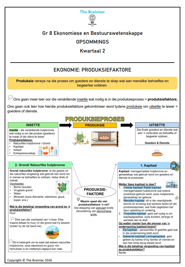 Gr 8 EBW Opsommings - Kwartaal 2