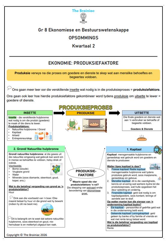 Gr 8 EBW Opsommings - Kwartaal 2
